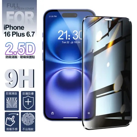 NISDA★ for iPhone16 Plus 6.7 防窺滿版9H玻璃保護貼-黑